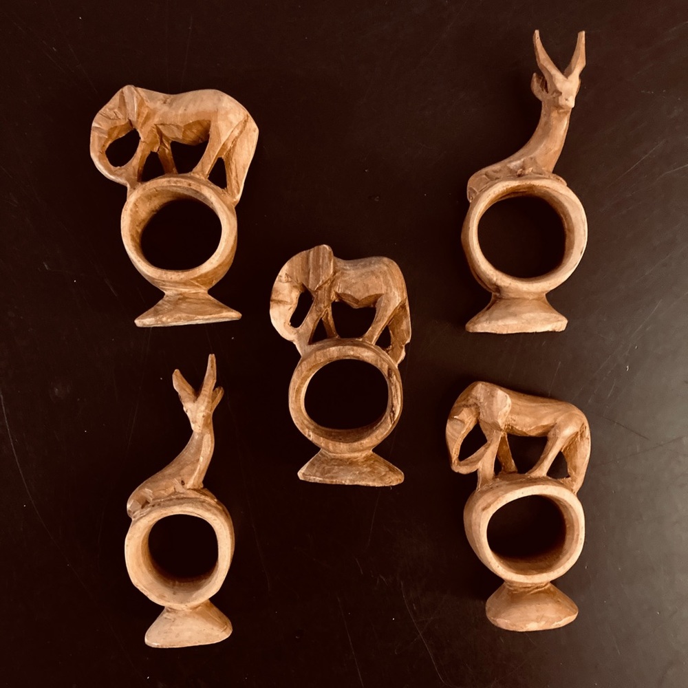 🐘Wooden African Safari Animal Napkin Rings - Picture 5 of 7